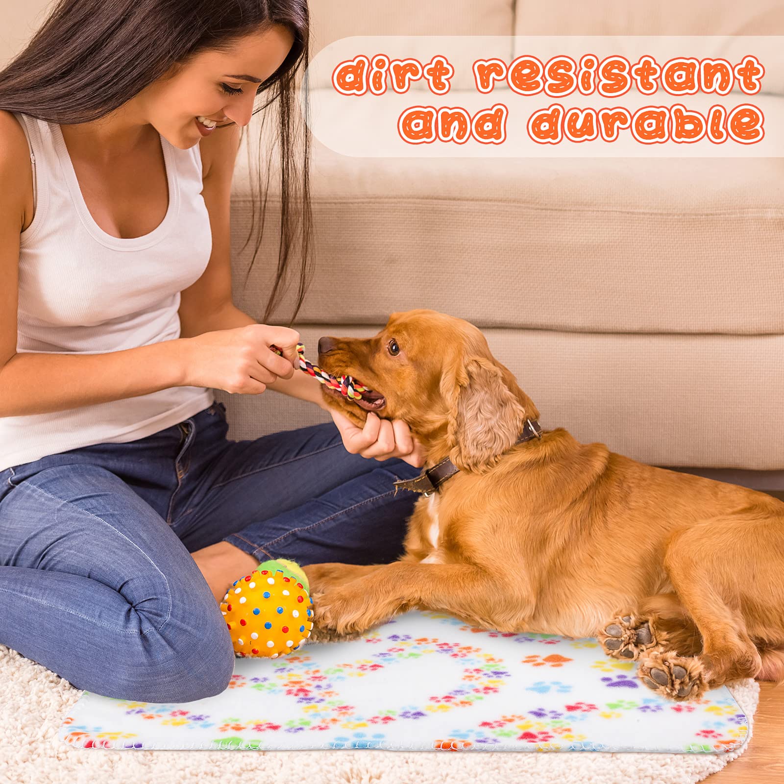 Lot de 12 couvertures pour chien en tissu polaire avec imprimé de pattes - Doux et lavable - Pour chaton, chiot et autres petits animaux - Style assorti