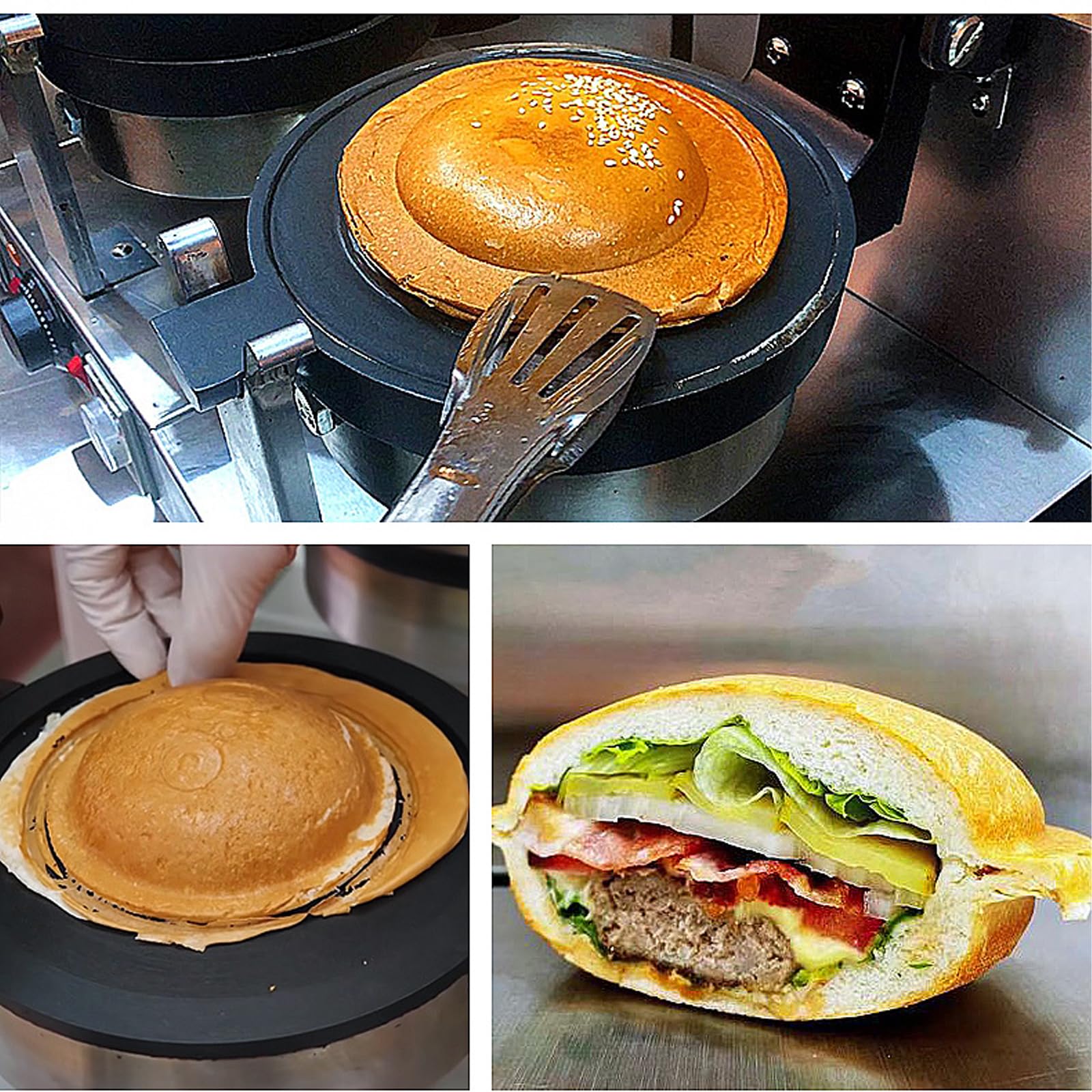 Máquina Comercial para Hacer Hamburguesas y gofres, 1300 W, Antiadherente, para Hacer gofres, Prensa eléctrica para paninis y Hamburguesas con Control de Temperatura de 50 a 300 ℃,
