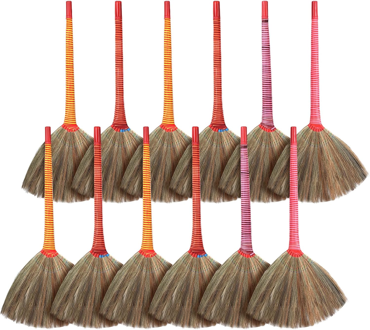 Layhit 12 Pcs Natural Whisk Broom Handmade Broom 40'' Heavy