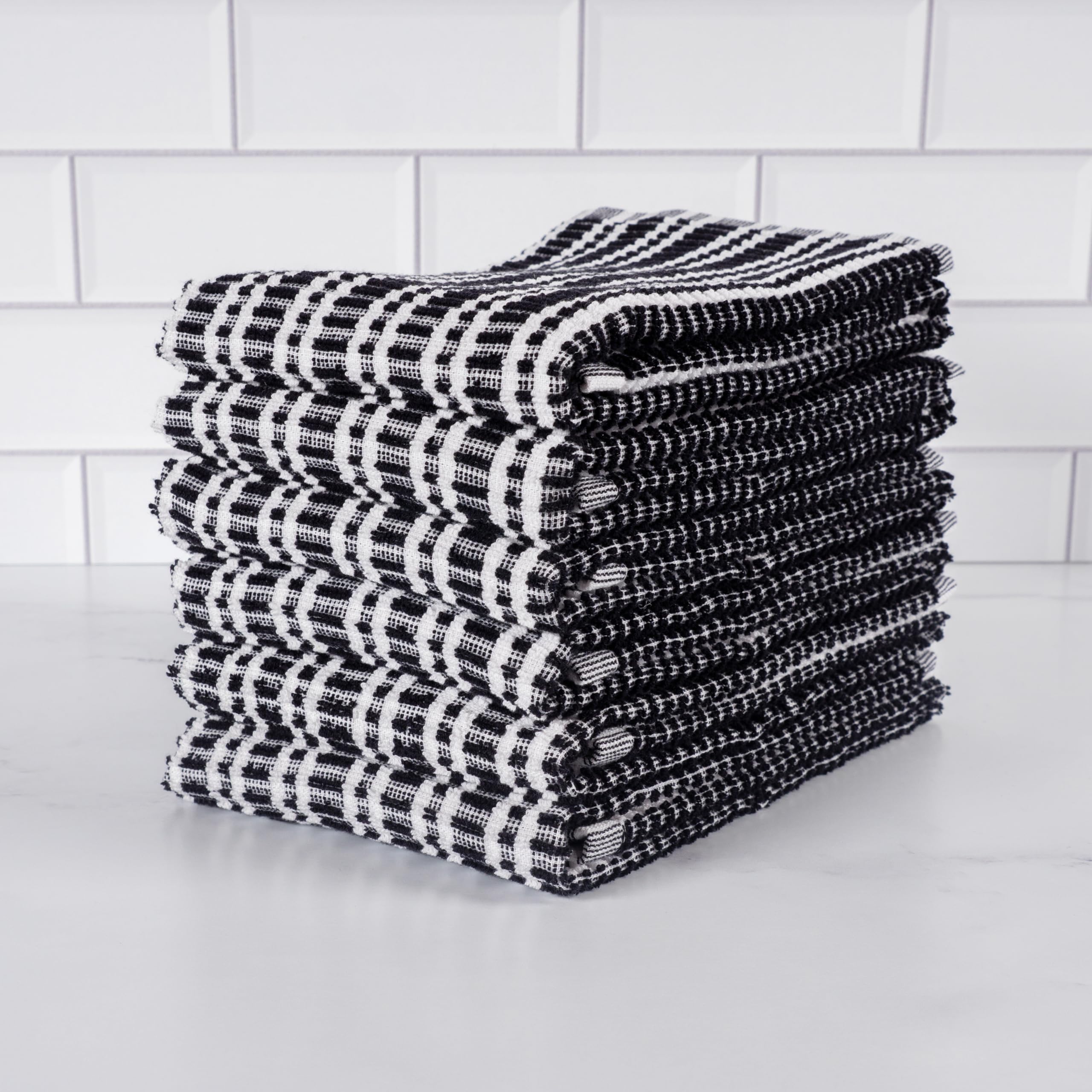 KAF Home Premium Terry Kitchen Towels (16”x 28”, 6 Pack) | 430 GSM Cotton Kitchen Hand Towels | Absobent and Plush Terry Dish Towel Set
