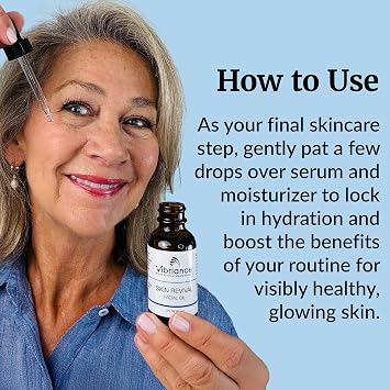 Vibriance Skin Revival Facial Oil - Natural Ingredients - Face Hydrating for Sensitive and Dry Types, with Vitamin E, Sea Buckthorn, Camellia, Squalane - Vegan, Paraben-Free
