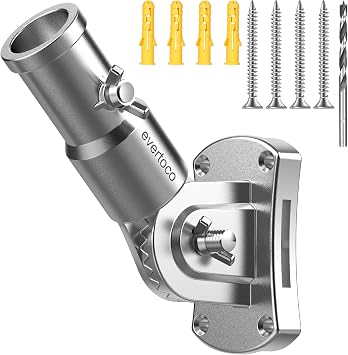Heavy Duty T304 Stainless Steel Flag Pole Bracket - 180  Adjustable Flag Pole Holder for House with Two Installation Methods, Flag Holder for 1" Inner Diameter Pole, Wind Resistant &Rust Free