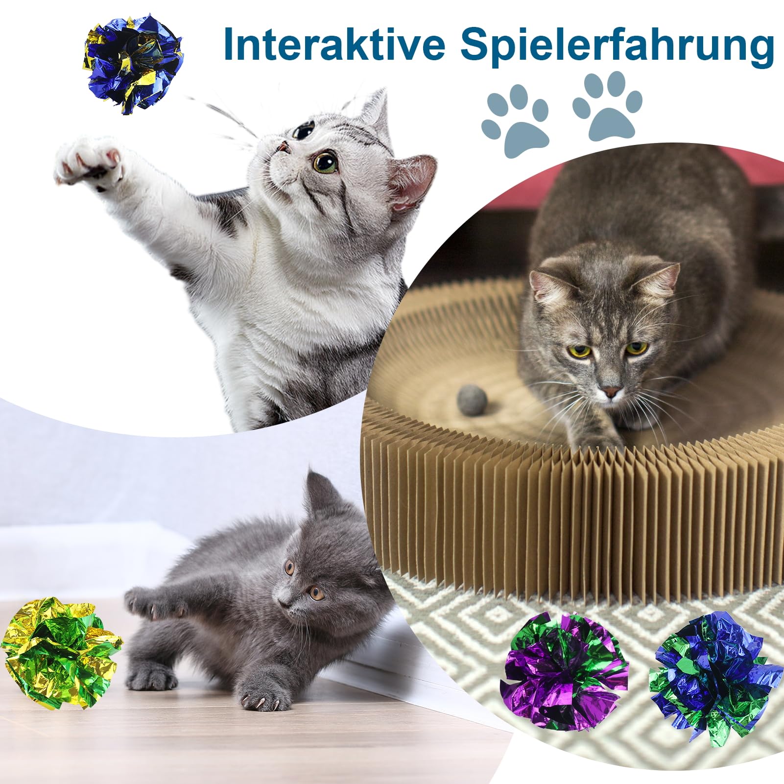 Palline Sonore Per Gatti – Set Di Palline Interattive Con Erba Gatta, Resistenti, Stimolano Istinto E Gioco
