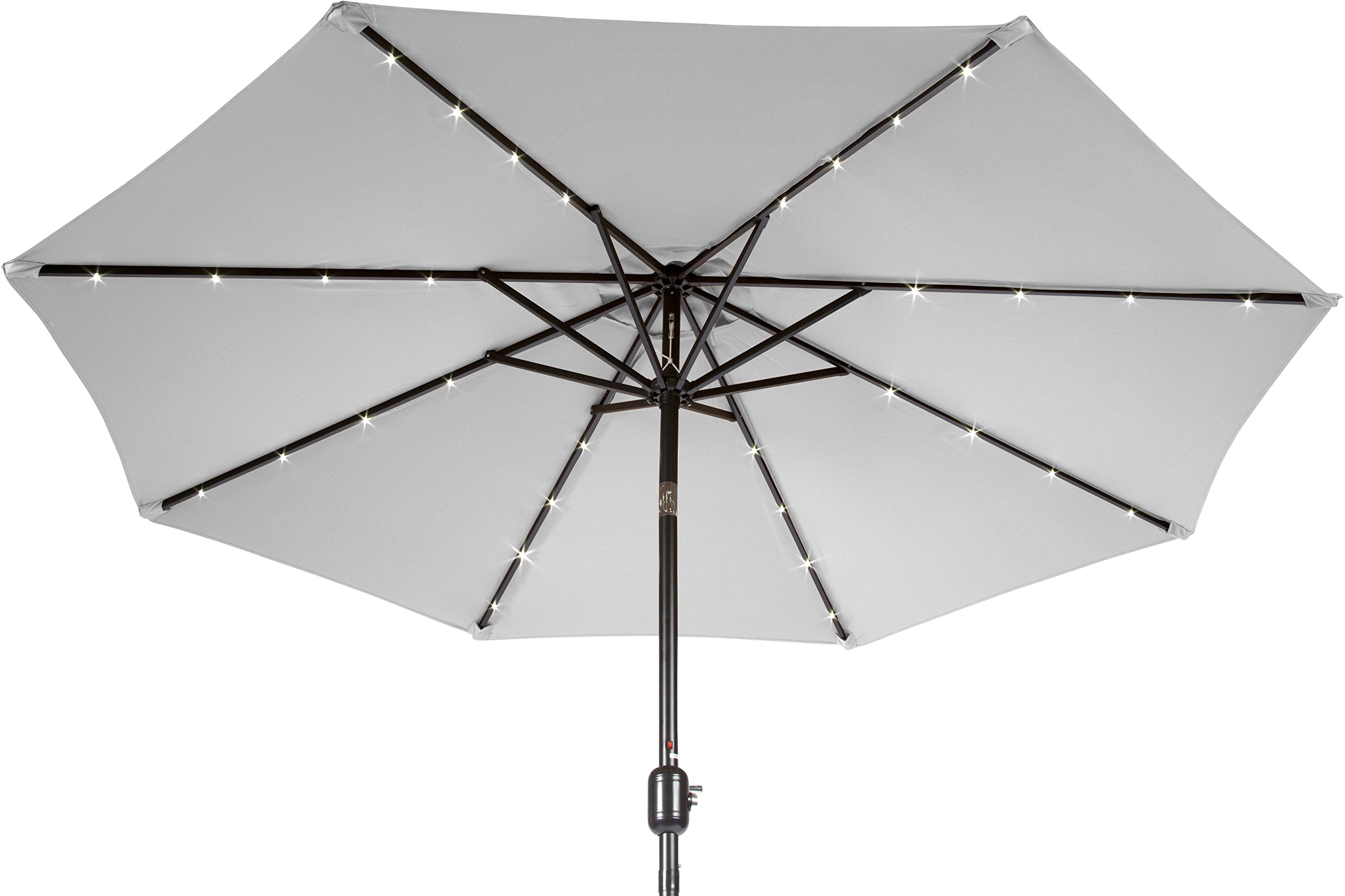 Trademark Innovations 7' Solar LED Patio Umbrella (Gray)