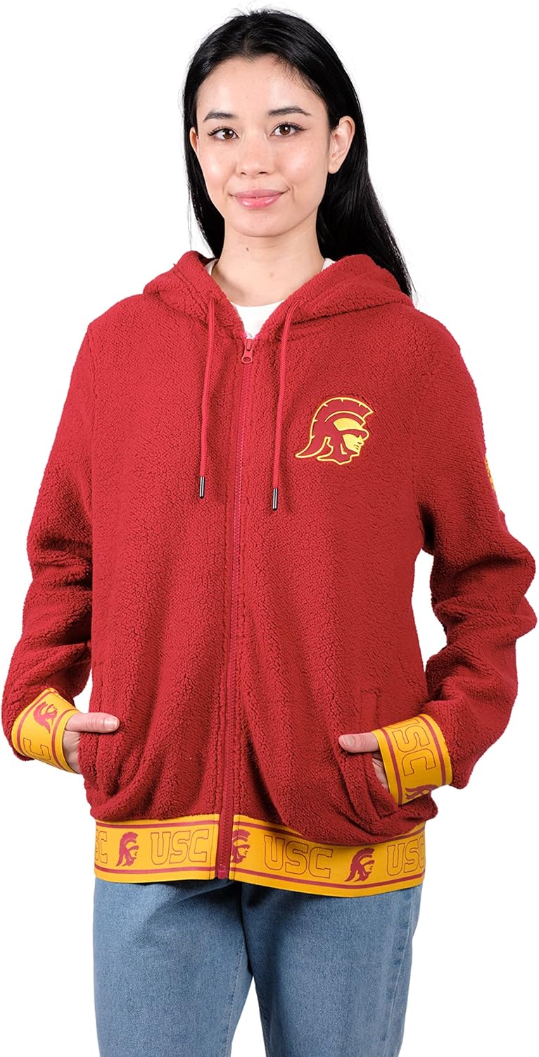 Ultra Game NCAA womens Ncaa Official Full Zip Sherpa Jersey Hoodie With Team Logo