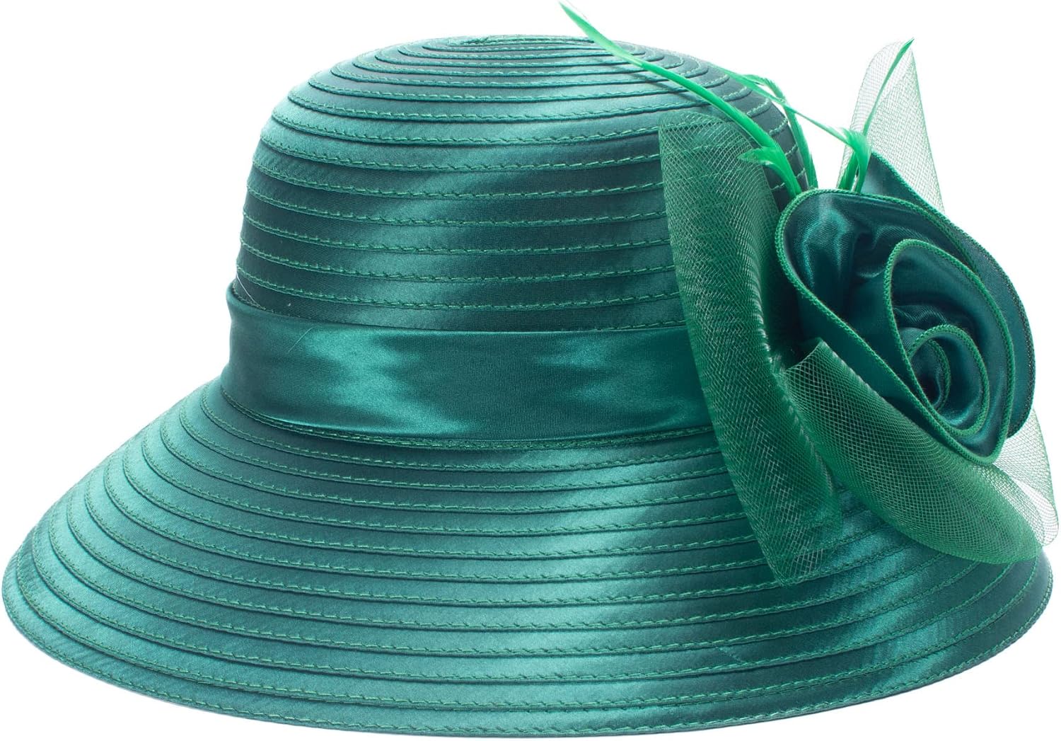 Lawliet Women Satin CRIN Wedding Occasion Wide Brim Sun Hat A433