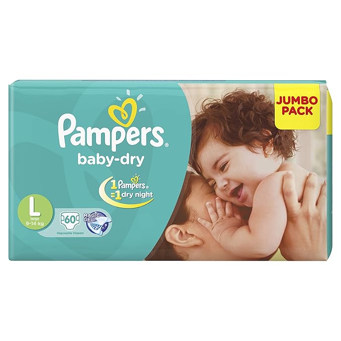 Pampers Baby Dry Diapers, Large (60 Count)