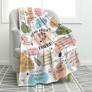 Jekeno Friends Blanket Inspiring Positive Quotes Gifts for Birthday Christmas Halloween for Women Kids Girls Lady Mom Wife Home Bedroom Decor Mother's Day Plush Throw 50"x60"