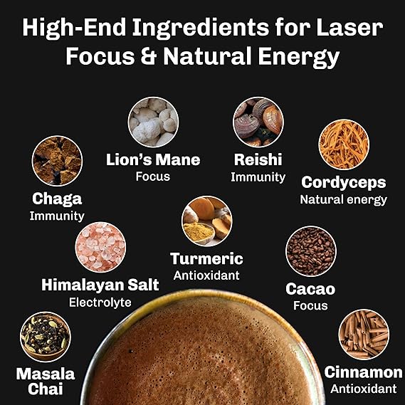 MUDWTR Original Mushroom Coffee Alternative | 2,240mg USA Grown & Adaptogenic Mushrooms | USDA Organic | Lion's Mane, Cordyceps, Chaga & Reishi | Energy, Focus & Immunity Support | 30 Servings