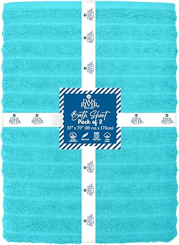 Miniatura 2 de DAN RIVER Juego de 2 toallas de baño de 550 GSM, ultra suaves y altamente absorbentes, con diseño de interruptor de velocidad, toallas de baño