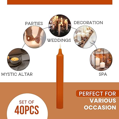 Miniatura 4 de Raajsee - Juego de 40 velas naranjas 4" de altura, velas cónicas mini sin aroma - Perfectas para brujería, rituales, hechizos, oración, meditación,