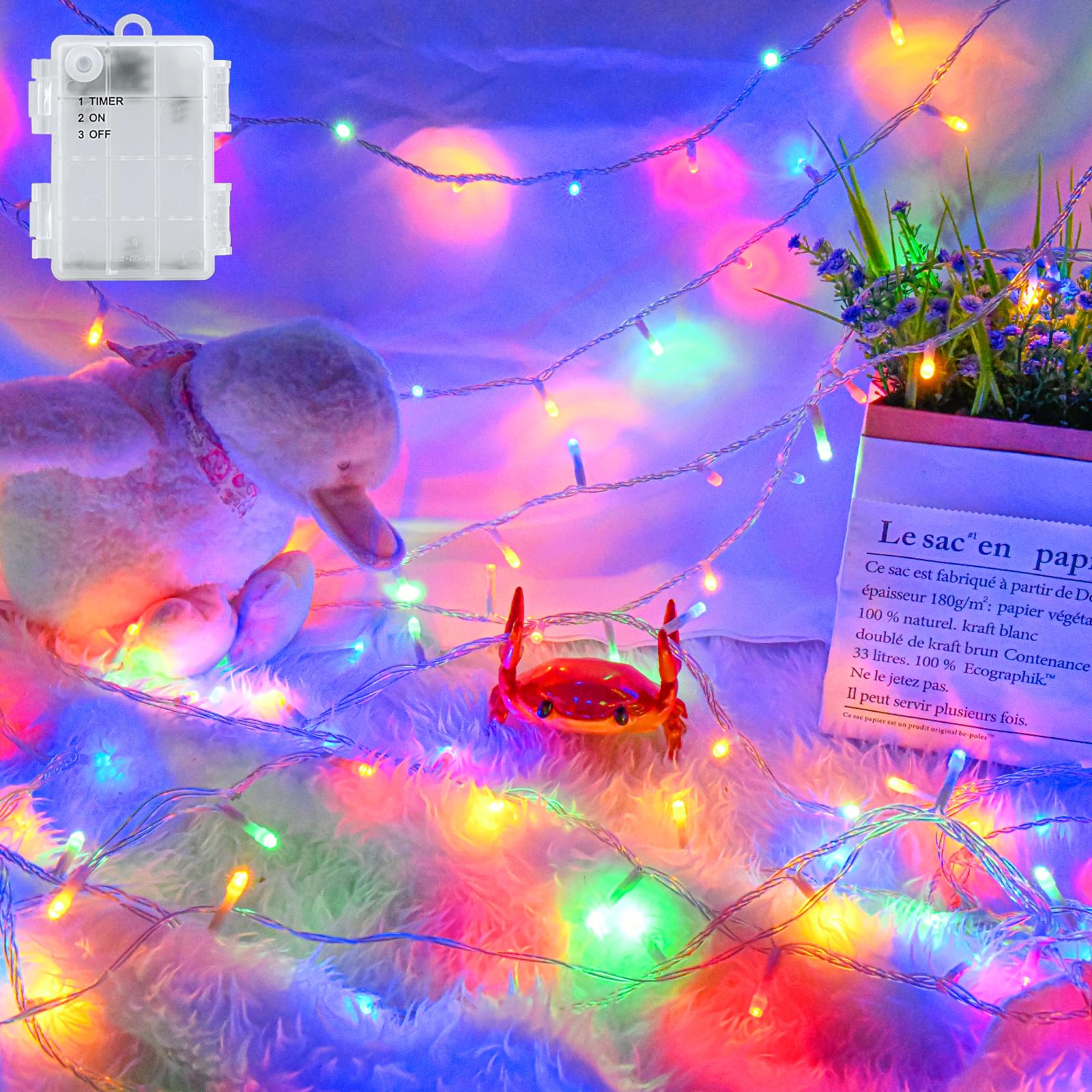 cshare Battery Fairy Lights, 3M 30 LED Fairy Lights Battery Operated with Timer, IP65 Waterproof String Lights for Jar Garden Camping Christmas Indoor Outdoor Decorations, Multicolor — image 1