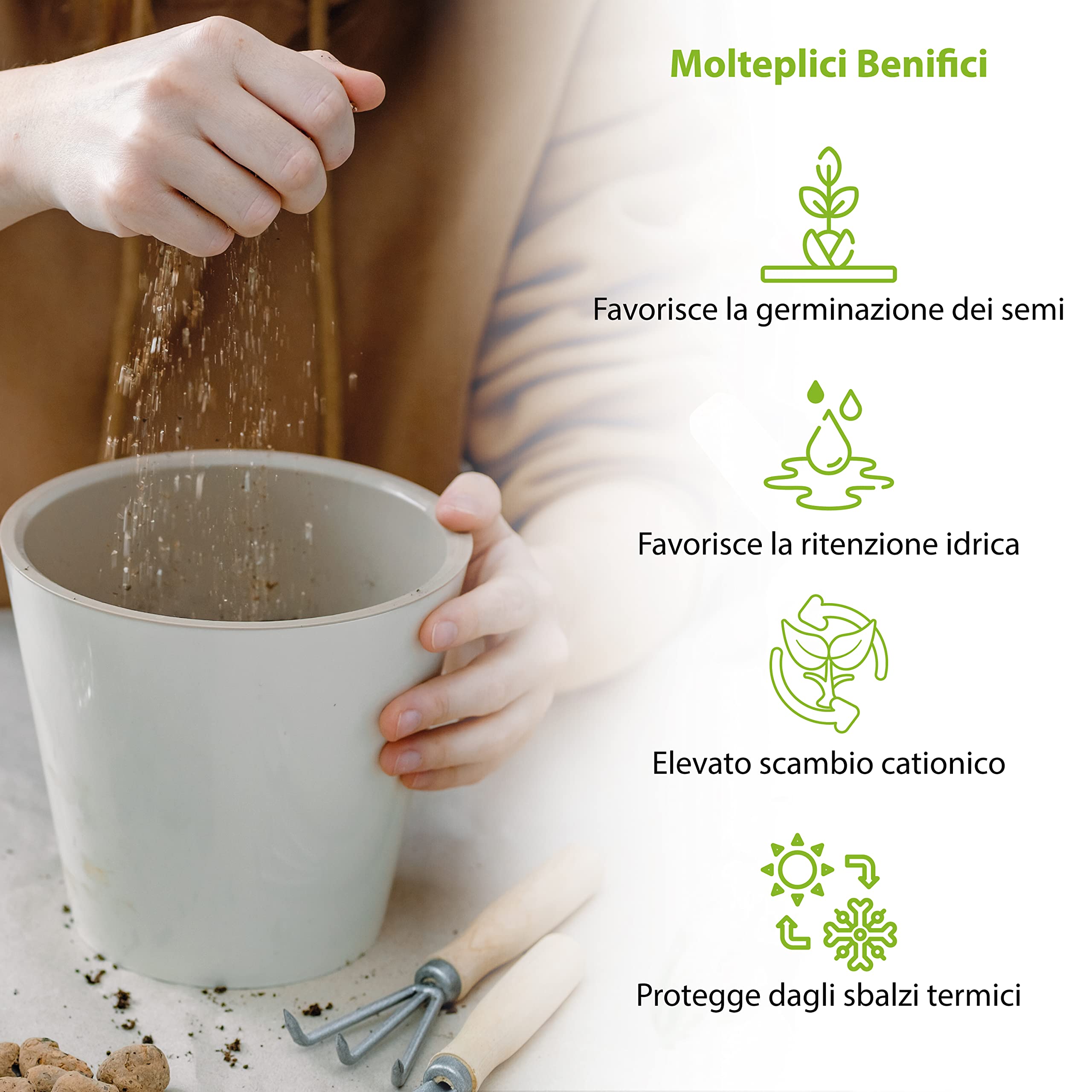 GebEarth® - Vermiculita Expandida Fina, sustrato ideal para la germinación, estimula el crecimiento y desarrollo de las plantas jóvenes, aumenta la humedad y la disponibilidad de agua del sustrato[5L]