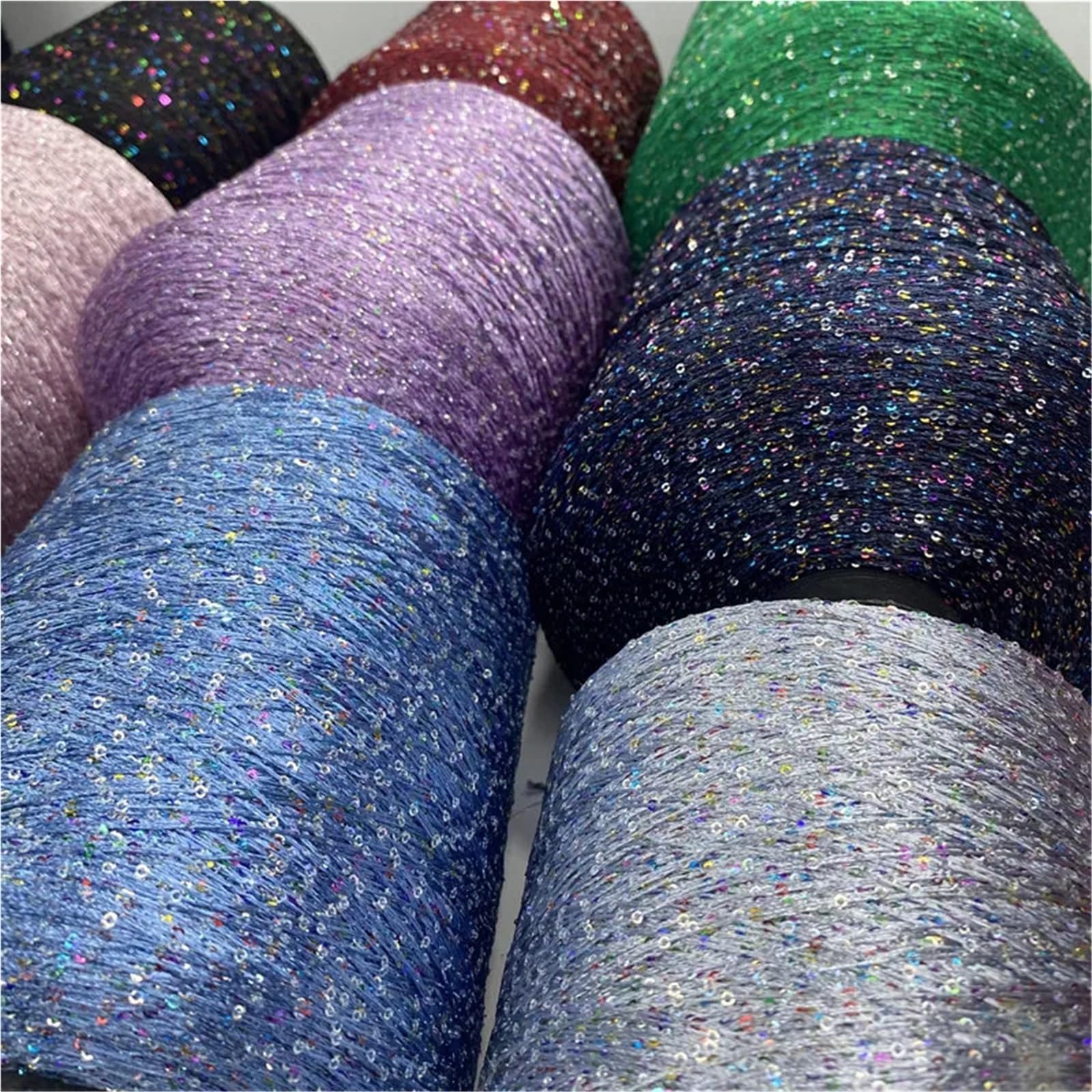 Hilos para Crochet Hilo de lentejuelas, seda hielo, colorido, tejido a mano, aguja ganchillo, hilo brillante, 250g X4500(Color 12)