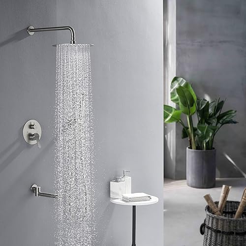 Miniatura 10 de DASAN DA-SS03BG-R10W - Juego completo de grifos de bañera, sistema de ducha de bañera dorado cepillado con boquilla de bañera, bañera y grifo de