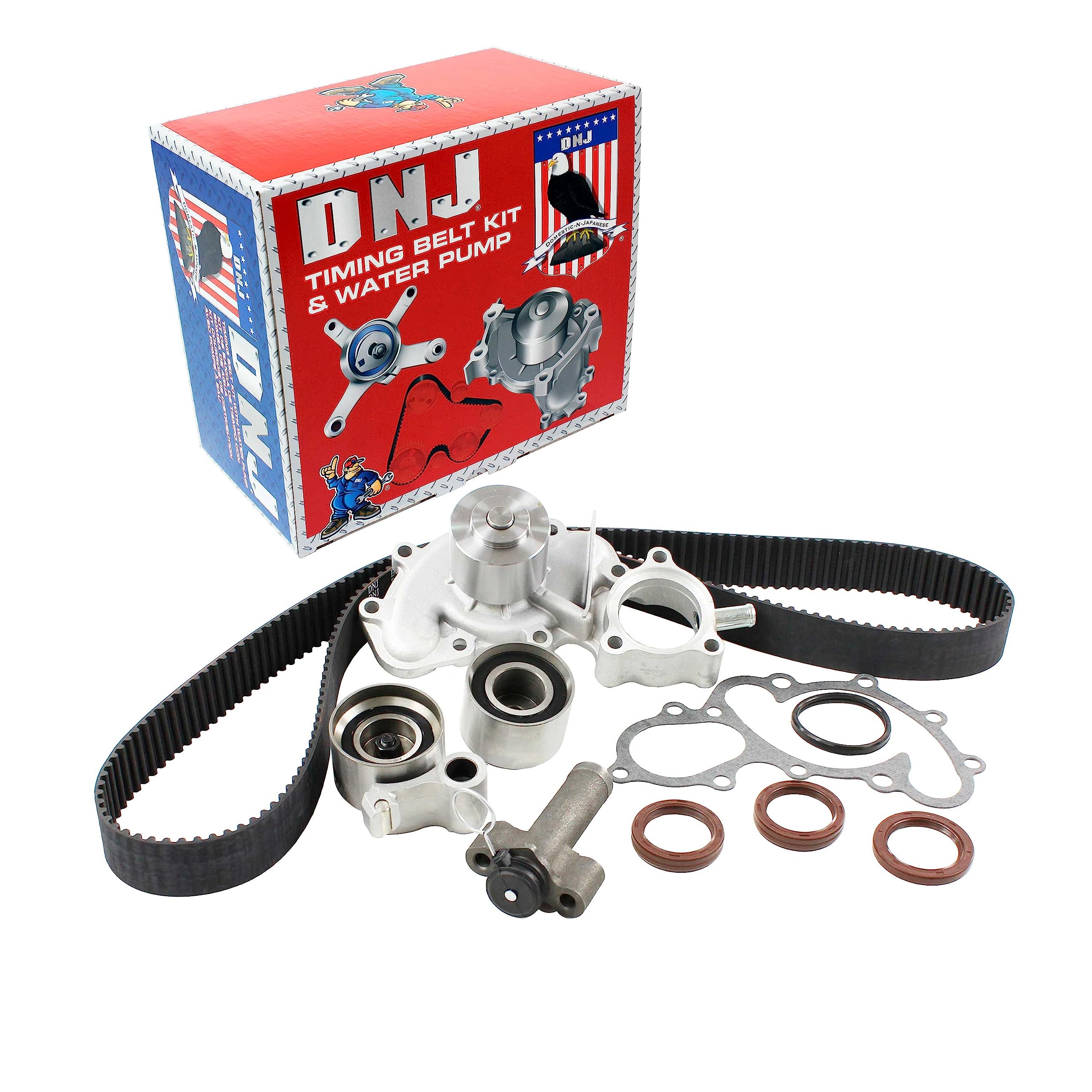 DNJ TBK965WP Timing Belt Kit with Water Pump for 1995-2004 Toyota 4Runner, T100, Tacoma 3.4L V6 24V DOHC 3378cc