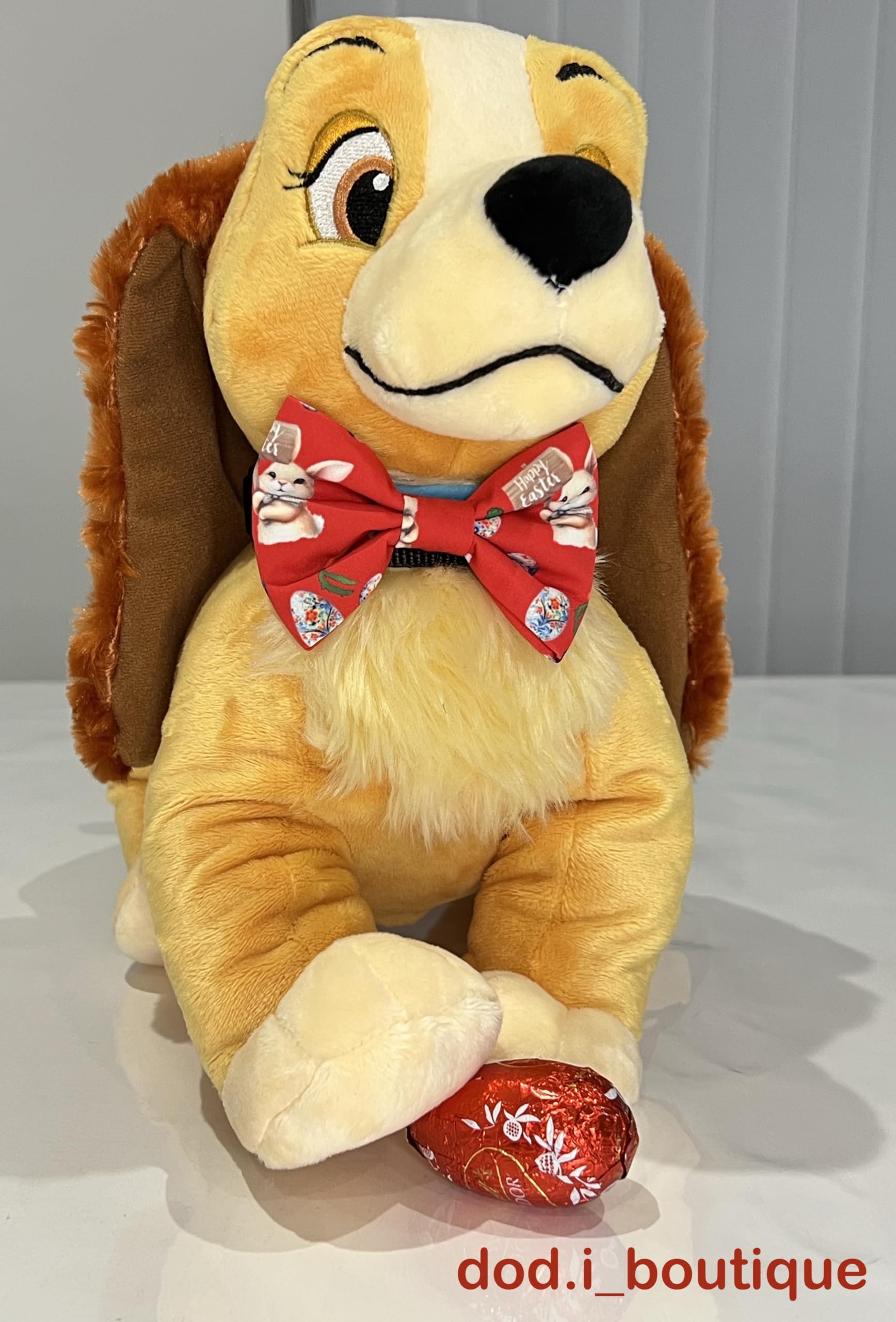 New Dogs Bow Tie Bowtie HAPPY EASTER Rabbit EGGS carrots RED Elastic Band ACCESSORY Handmade UK (Happy Easter MEDIUM) - Image 3