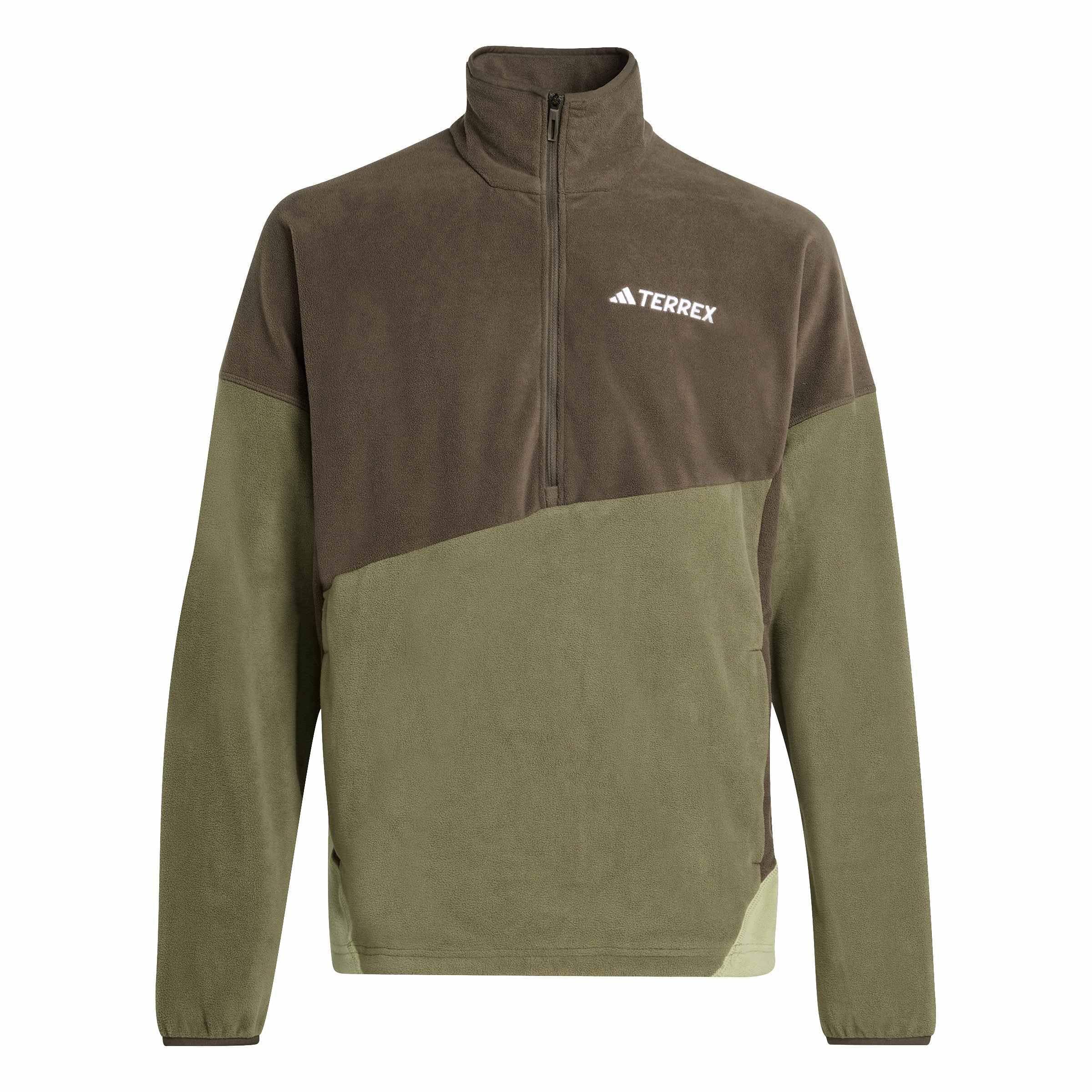 adidas Men's Terrex Multi Climawarm Fleece Anorak Sweatshirt, shadow olive/olive strata, XXL