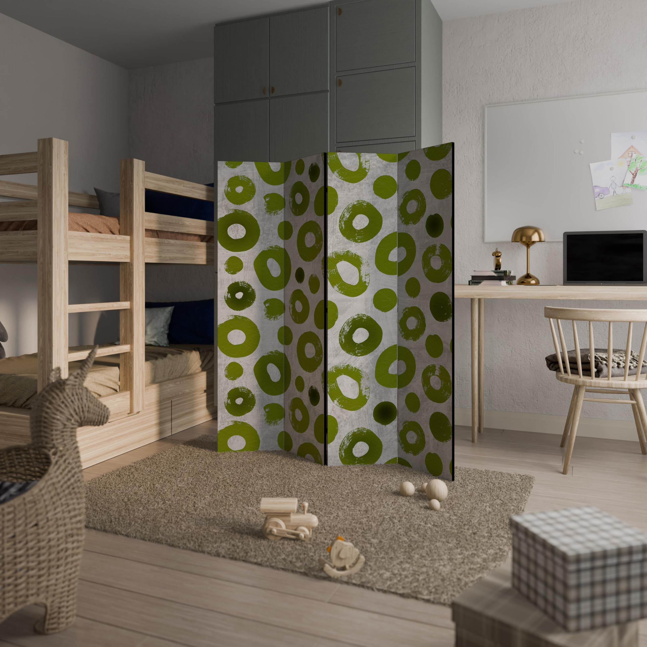 Biombo de 4 paneles – Plegable Premium Impresión en 2 lados – Biombo moderno, separador de espacios interiores, estilo español, diseño decorativo