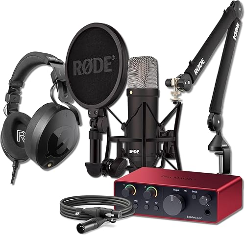 Miniatura 11 de Micrófono condensador Rode NT1 Signature Series con interfaz de audio USB Scarlett Solo de 4ª generación, soporte de micrófono con brazo On-Stage