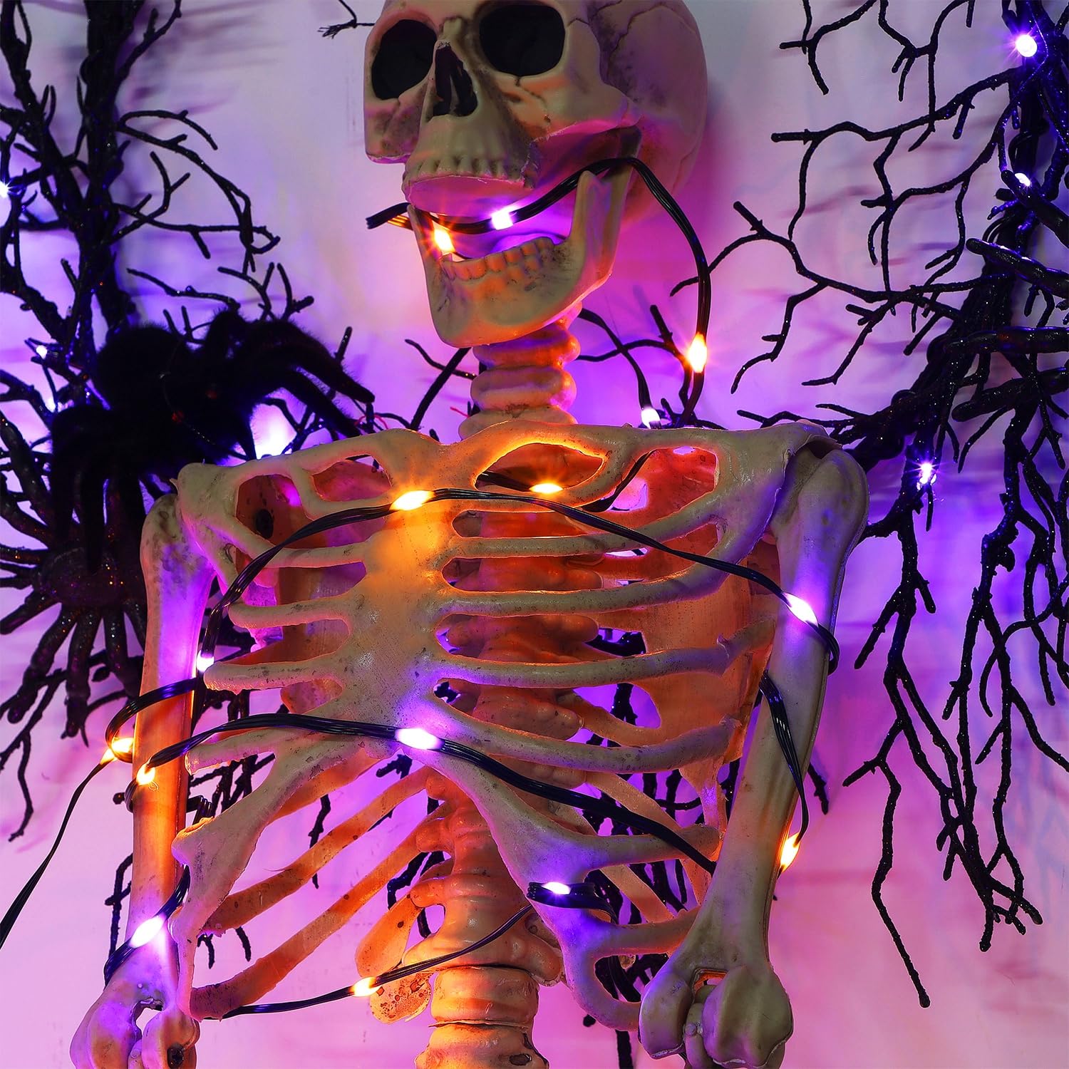 WATERGLIDE Guirlande lumineuse d'Halloween extra longue de 1000 m, 1 000 LED d'extérieur en fil de cuivre PVC vert, 8 modes, étanche pour décoration d'arbre