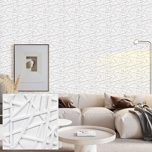 Miniatura 9 de Heikki Paquete de 30 Paneles de Pared 3D para Decoración de Pared Interior, Paneles de Pared con Textura de Flores de PVC para Sala de Estar