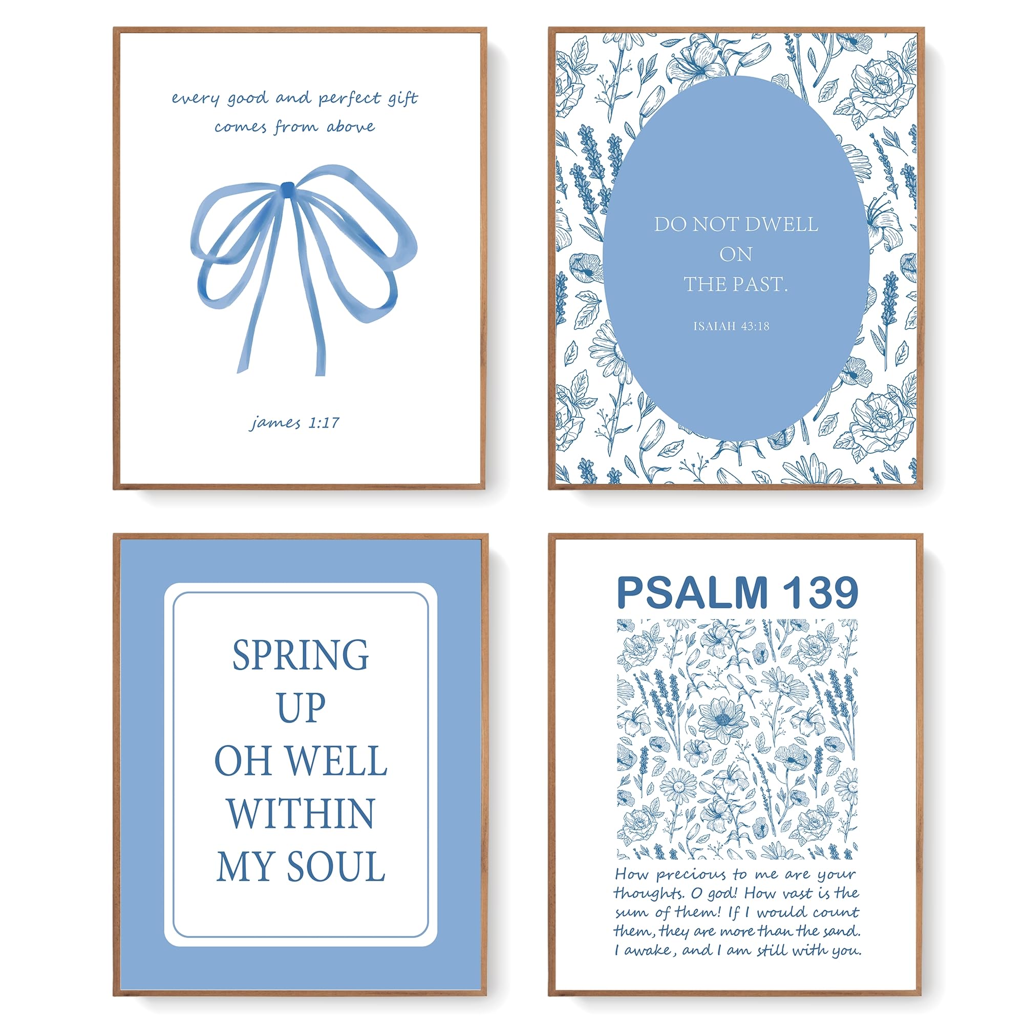 Blue Bible Aesthetic Amazon.com: LARTSFRO Trendy Blue Bow Flower Bible Wall Art Decor ...