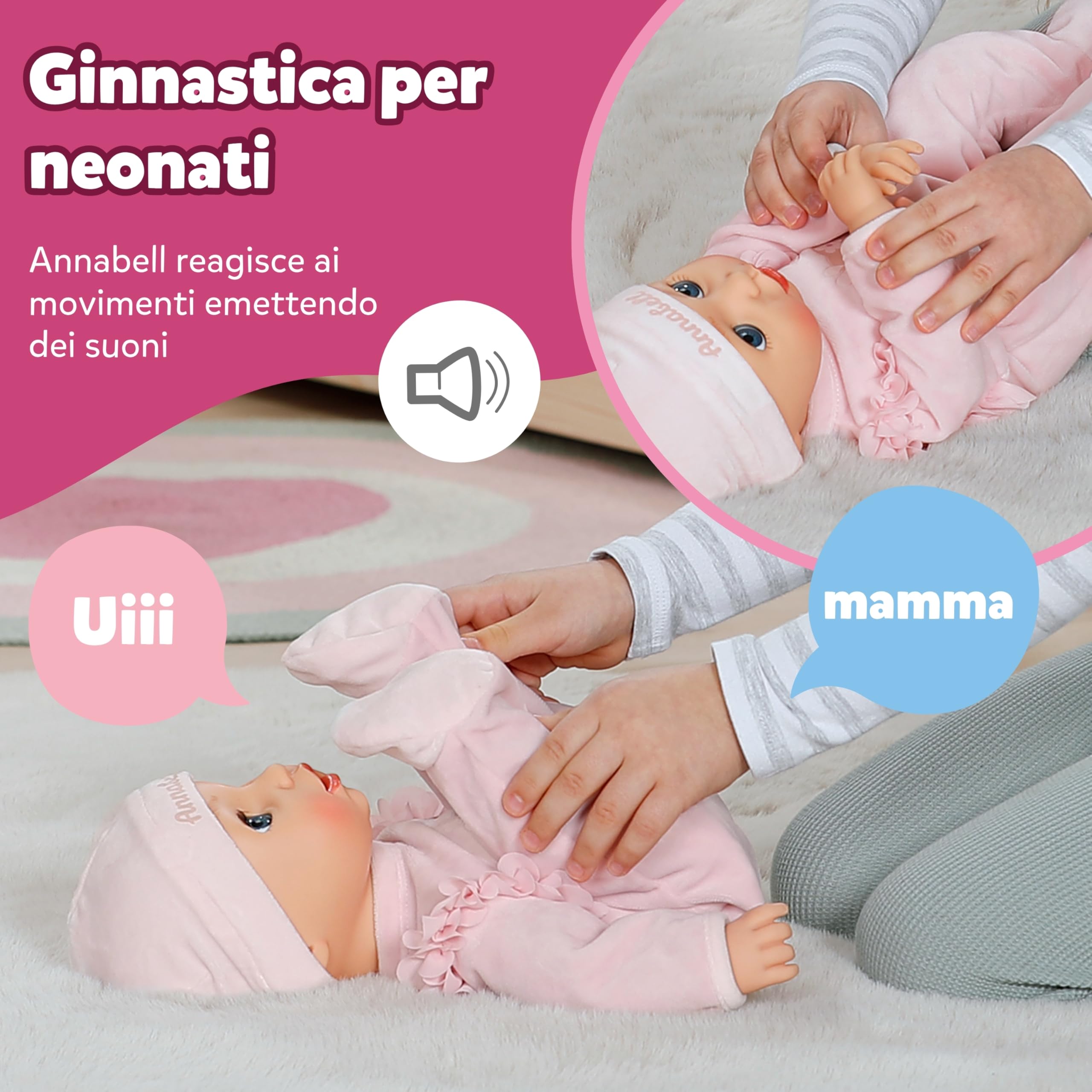 BABY born Annabell 43 cm bambola con suoni e 7 funzioni | Corpo morbido, accessori inclusi, batterie necessarie, da 3 anni