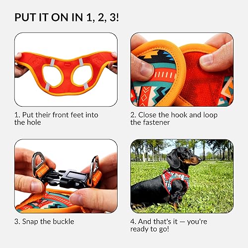 Miniatura 4 de CollarDirect Arnés reflectante para perro, malla de aire para cualquier clima, para perros pequeños y medianos, fácil de poner y quitar, 3 patrones