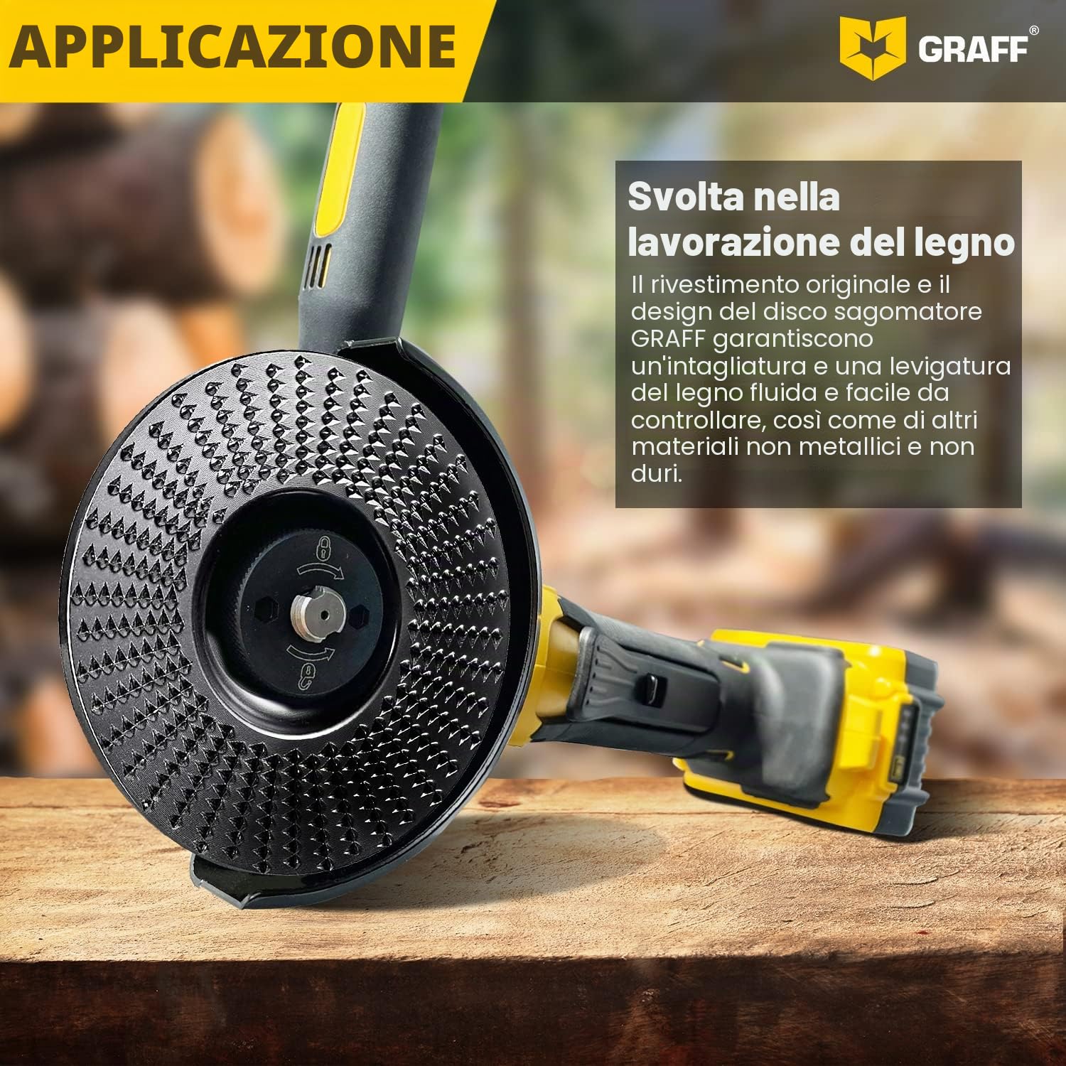 Intaglio Legno Mola Disco 115mm x 22.23mm – Disco Raspa per Intagliare e Levigatura Legno Conifere, Duro – Disco Abrasivo Lucidatura Modellatura – Mola per Smerigliatrice Angolare GRAFF