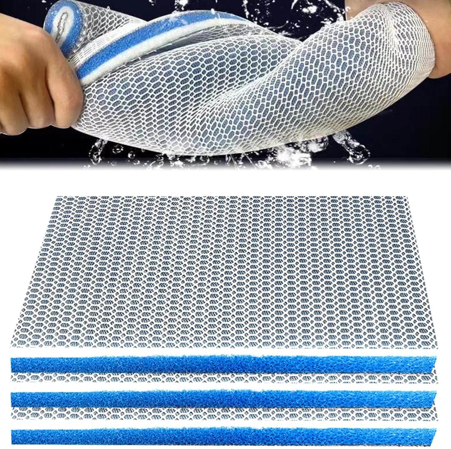 2 Pack Premium 8-Layer Filter Pads Aquarium Sponge Media for Fish Tank | Multi-Layer Bio Filtration Foam | for Freshwater & Saltwater Aquariums, Shrimp, Turtle & Pond Tanks (11x25 cm)-image-23