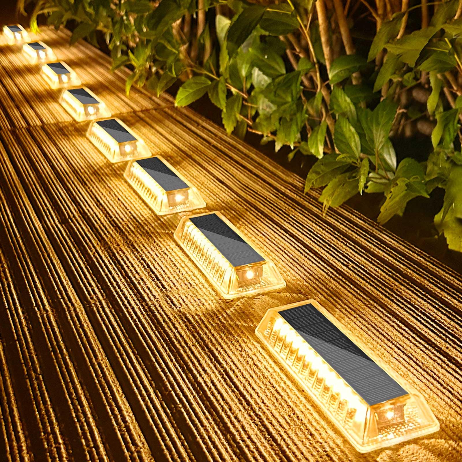 Lacasa Luces Solares LED Exterior Jardín, 8 uds Luz Solar Exterior IP68 Impermeable, Blanco Cálido 2700K,Iluminación Solar para Jardin, Terraza, Escaleras, Senderos