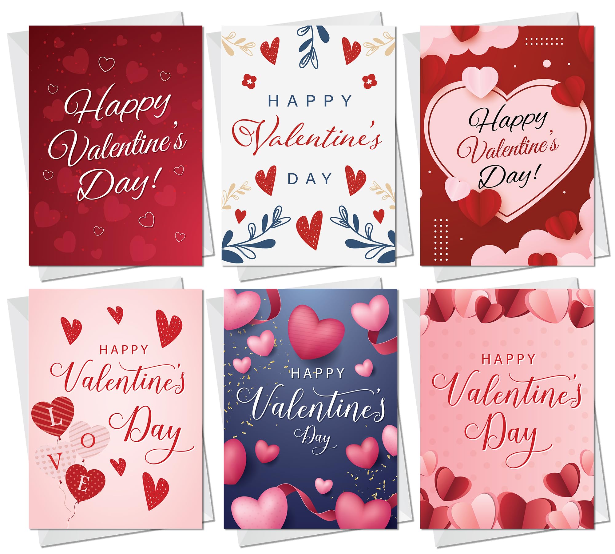 RED OCEAN Pack of 30 Valentine's Day, Valentines Day Card Multipack, Happy Valentines Day Cards, 30 Cards With White Envelopes, Valentines Card For Him Her