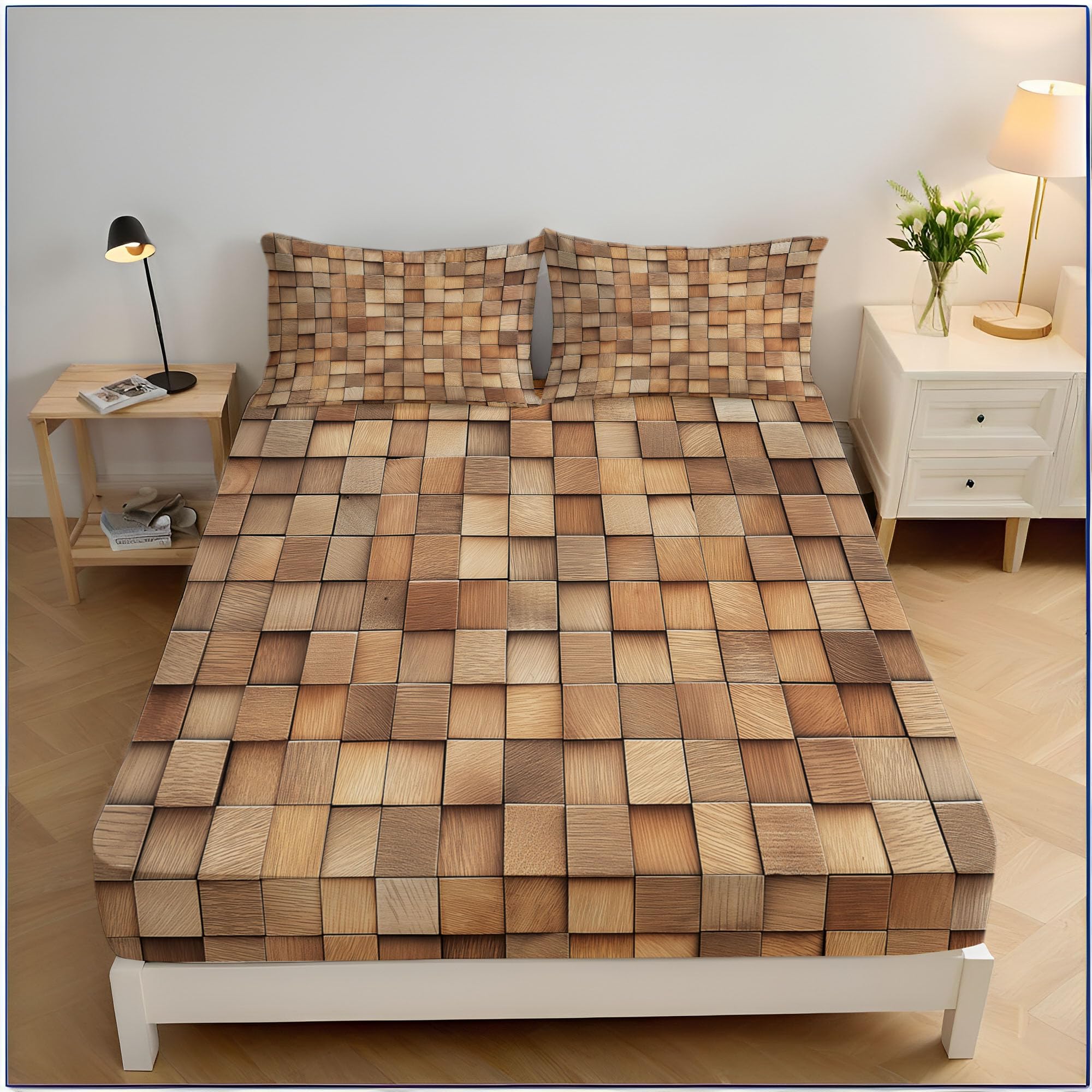 Drap-housse motif 3d pour une chambre moderne et un matelas épais