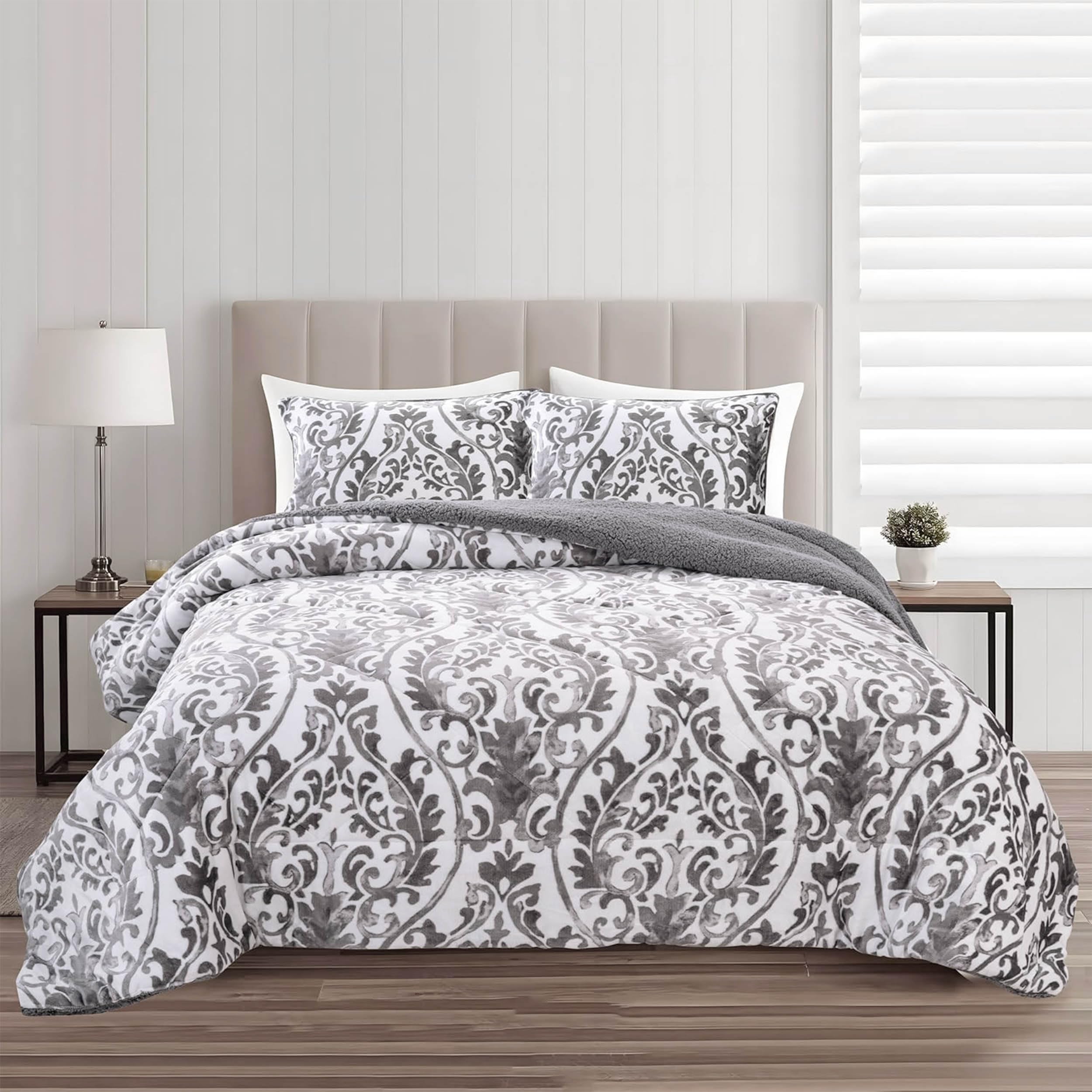 DALINA Textil - Edredón Borrego Estampado 240 x 260 cm para Cama Matrimonio - Nórdico Invierno Cálido y Suave Con Relleno de Micro Fibra Poliéster, Reversible Franela y Sherpa