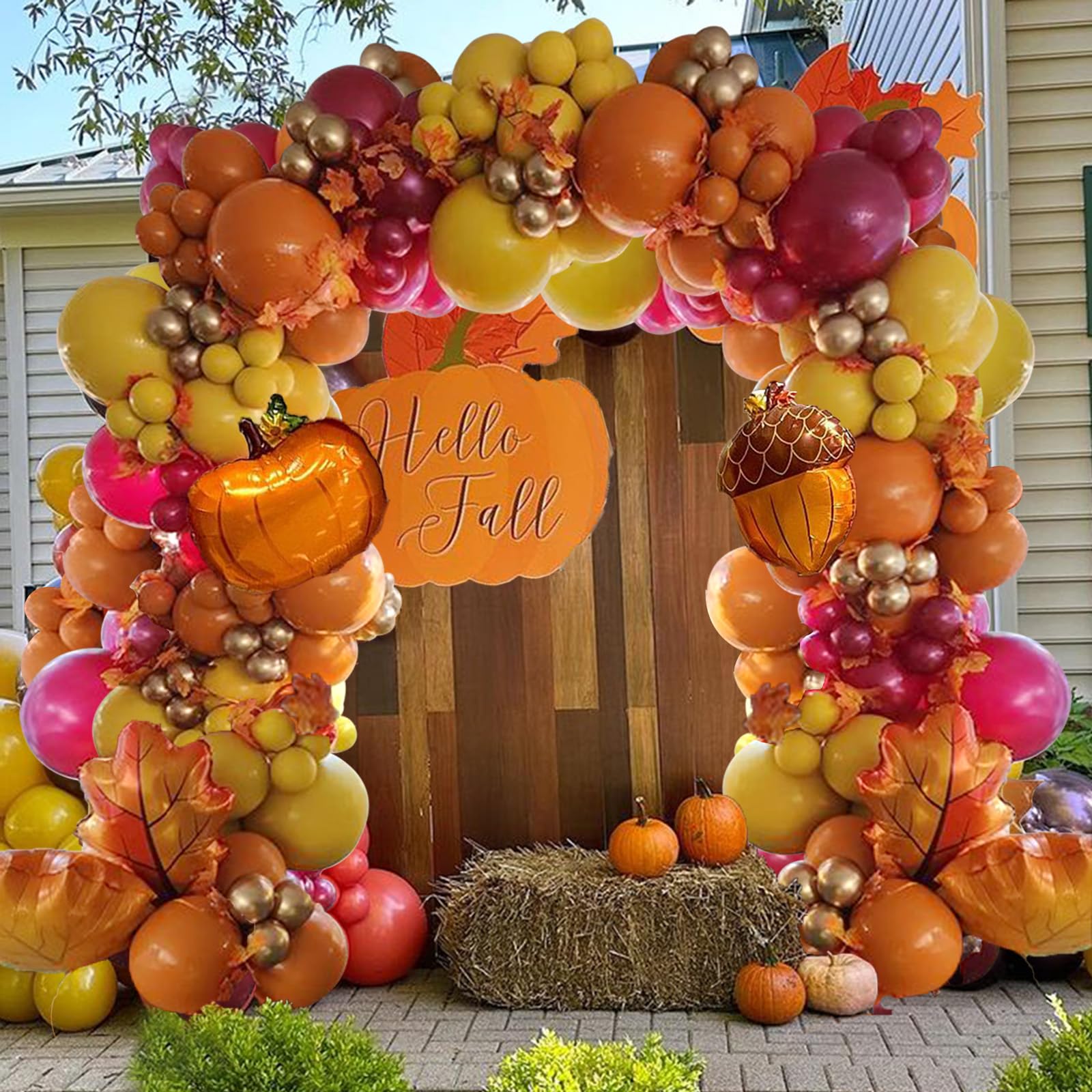 Amazon.com: Fall Balloons Arch Kit 166pcs Retro Orange Yellow Gold Boho ...