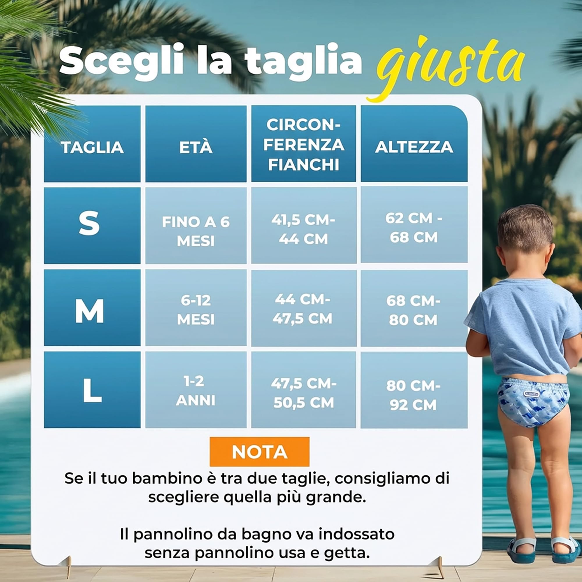 KIDVERSE Pannolini da nuoto riutilizzabili per neonati 1-2 anni con borsa
