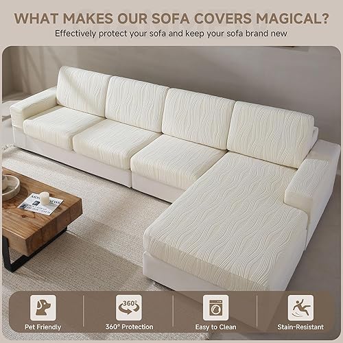 Miniatura 4 de Fundas de cojín para sofá, súper elásticas y lavables para asientos modulares y en forma de L, protector de muebles apto para mascotas con diseño de