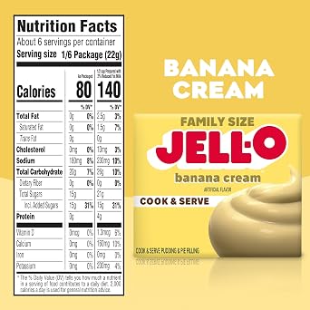 Jell-O Instant Cook & Serve Pudding, Banana Cream Flavored Pudding, Fat Free, Quick & Easy Dessert, 3.4 oz (Pack of 3)
