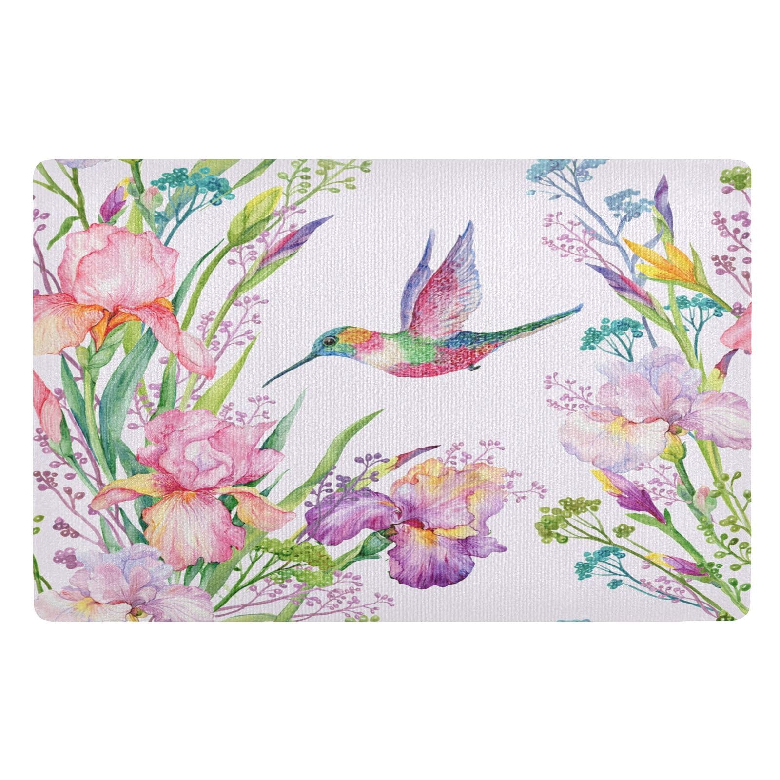 Tapis de cuisine colibri blanc 50 x 80 cm antidérapant pour intérieur cosy