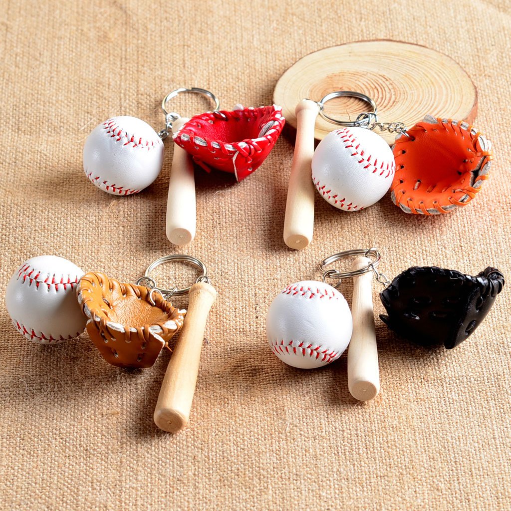 2 Portachiavi A Forma Di Mazza Da Baseball - Mini Ciondoli Sportivi Con Guanto E Palla - Regalo Per Appassionati - 2