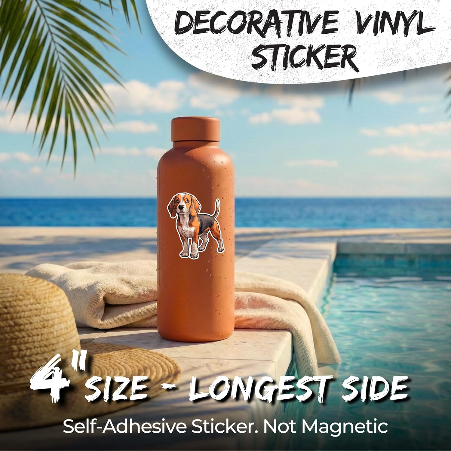 Beagle Sticker 4 Inch Beagle Lover Scent Hound Hunting Dog Snoopy Dog - Waterproof Animal Vinyl Decal for Laptop Water Bottle Car Tumbler - Durable Aesthetic Long-Lasting Stickers for Adults ID44990 - Image 2