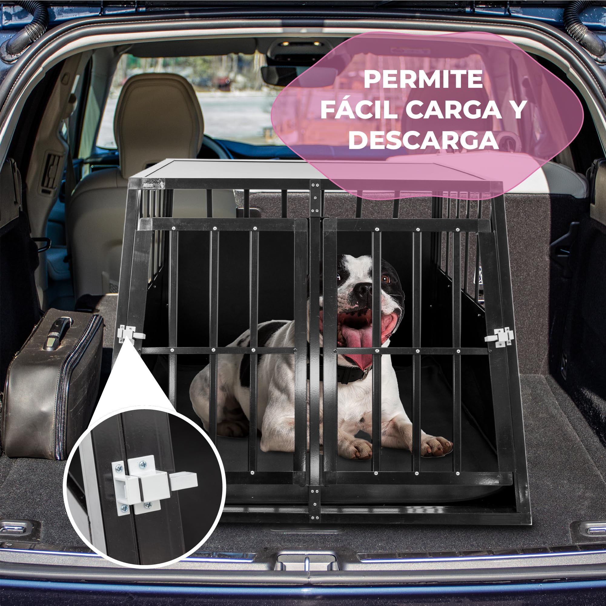 MaxxPet Transportín para Perros en Coche - Banco de Transporte - Banco para Perros para el Maletero del Coche - Banco de 2 Puertas - 96x91x70cm