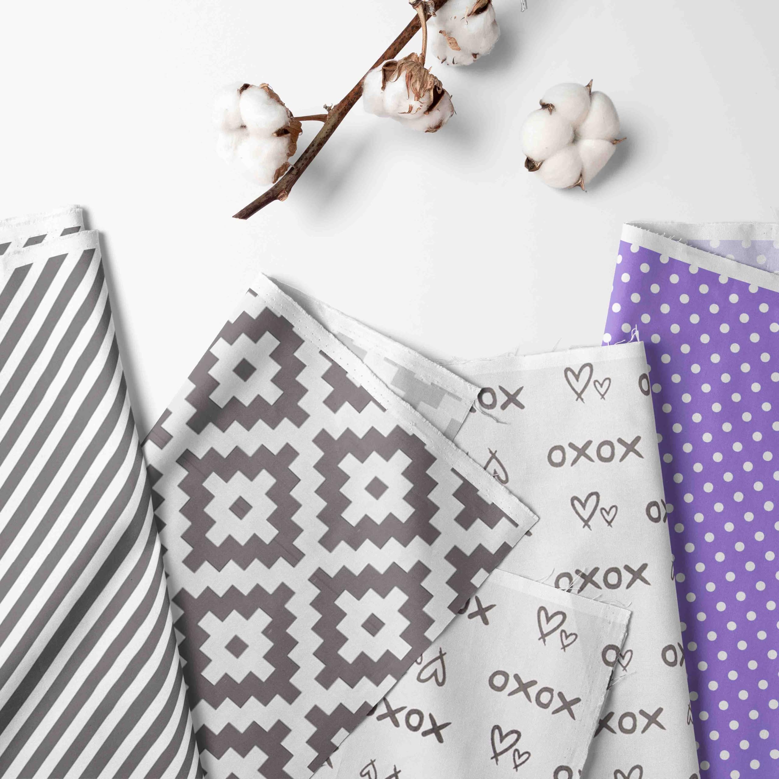 Bacati - Love Gray Lilac 4 Piece Crib Bedding Set with Diaper Caddy