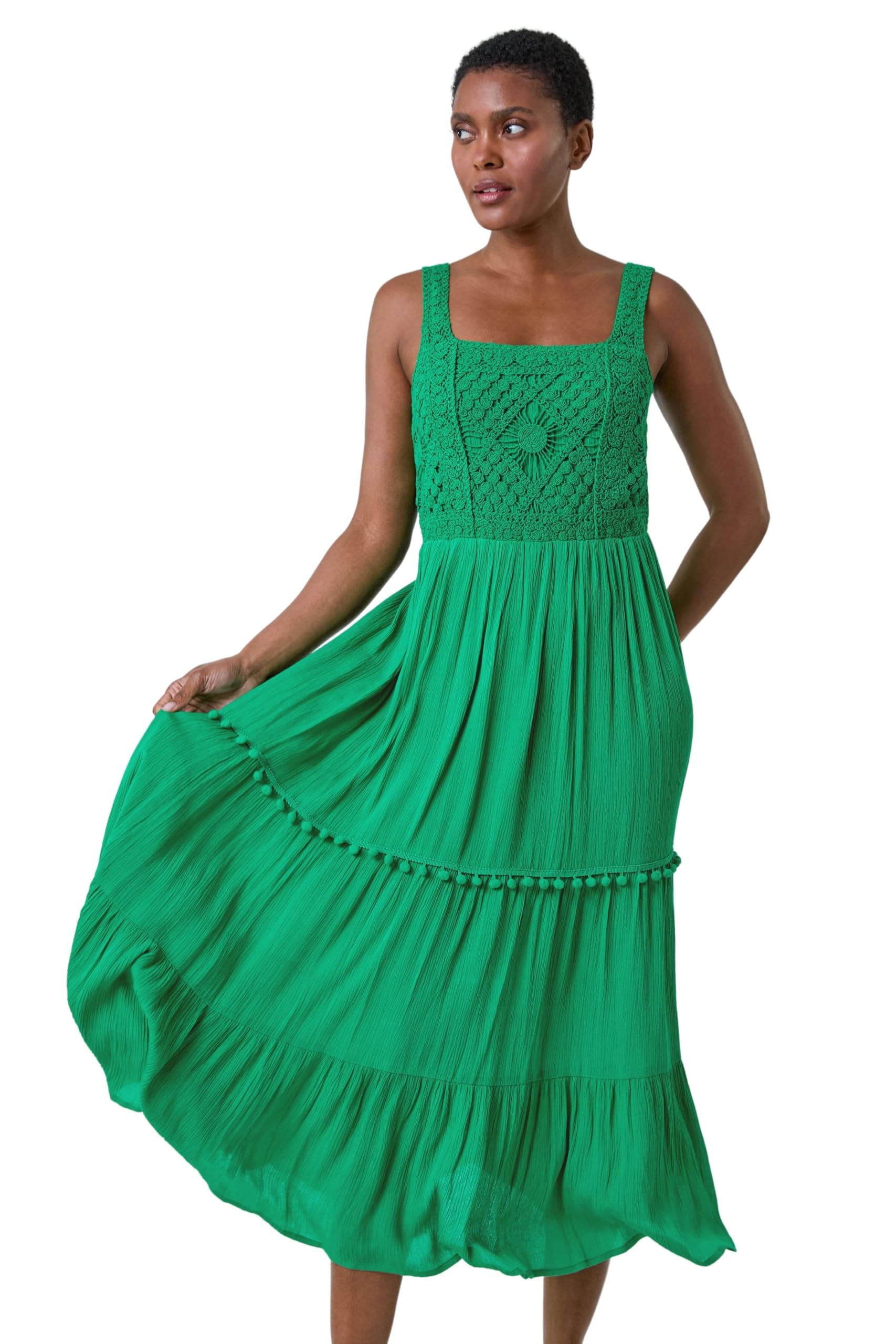 Roman - Women's Maxi Dress - Cotton Blend - Green - Size 20