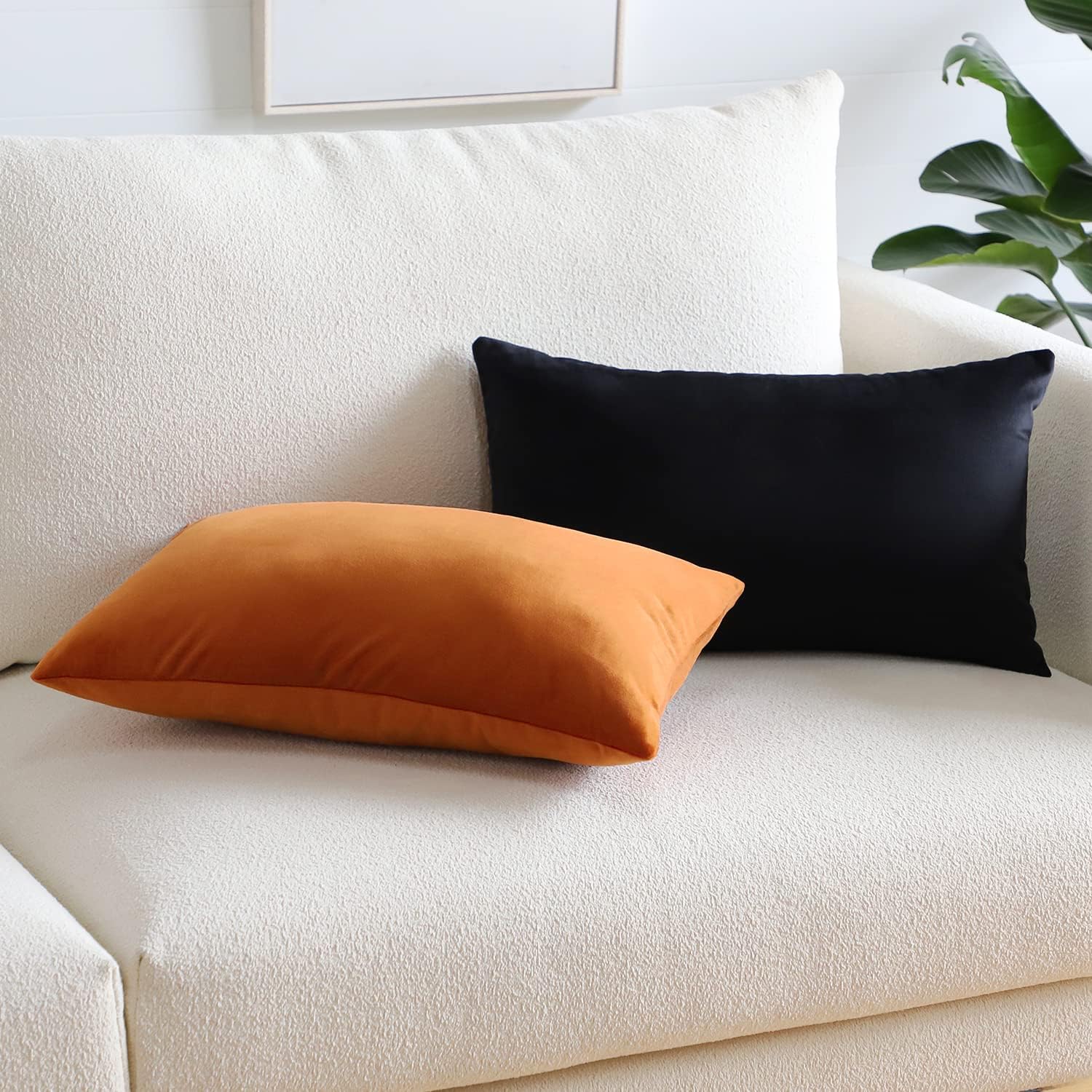 Artscope Luxury Velvet Pillow Covers Super Soft Decorative Square Throw Pillow Covers Case Cushion Covers for Sofa Couch Bedroom Car Decor 12x20 Inch Black - Image 6