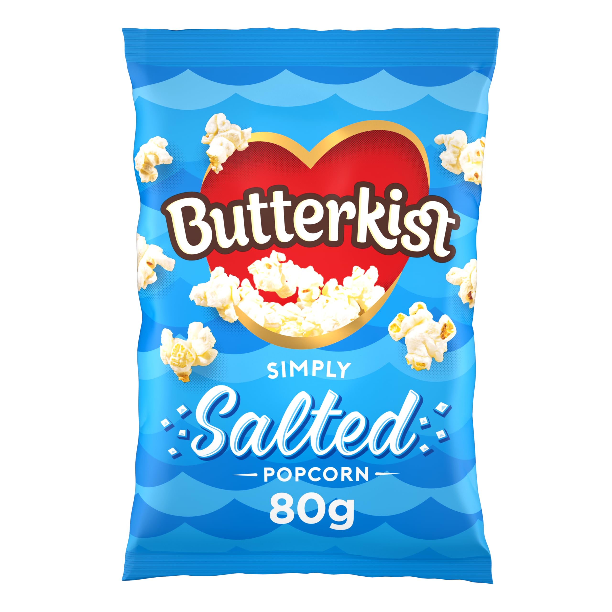 Butterkist SIMPLY SALTED Popcorn 80 g, Case of 6 Bags - Gluten free, Source of Fibre, Made from Wholegrains, No Artificial Colours or Flavours, Suitable for Vegetarians