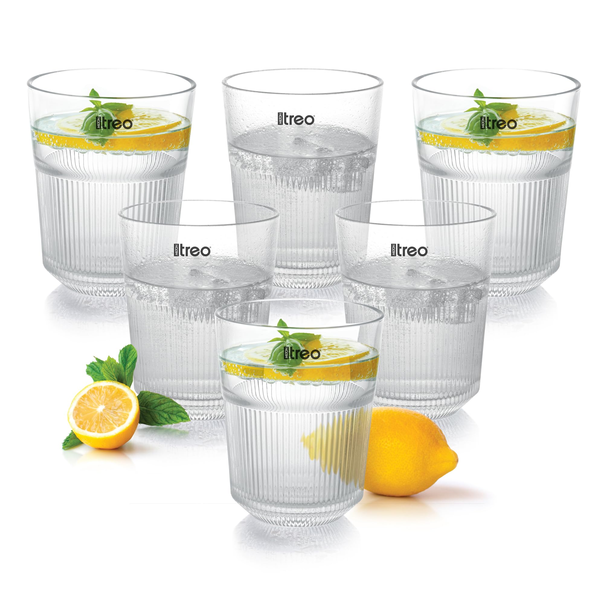 Treo by Milton Aurora Water Tumbler I Premium Glass Set of 6, 310 ml Each for Water, Cold Drink I Perfect for Home, Restaurants and Parties-image-33