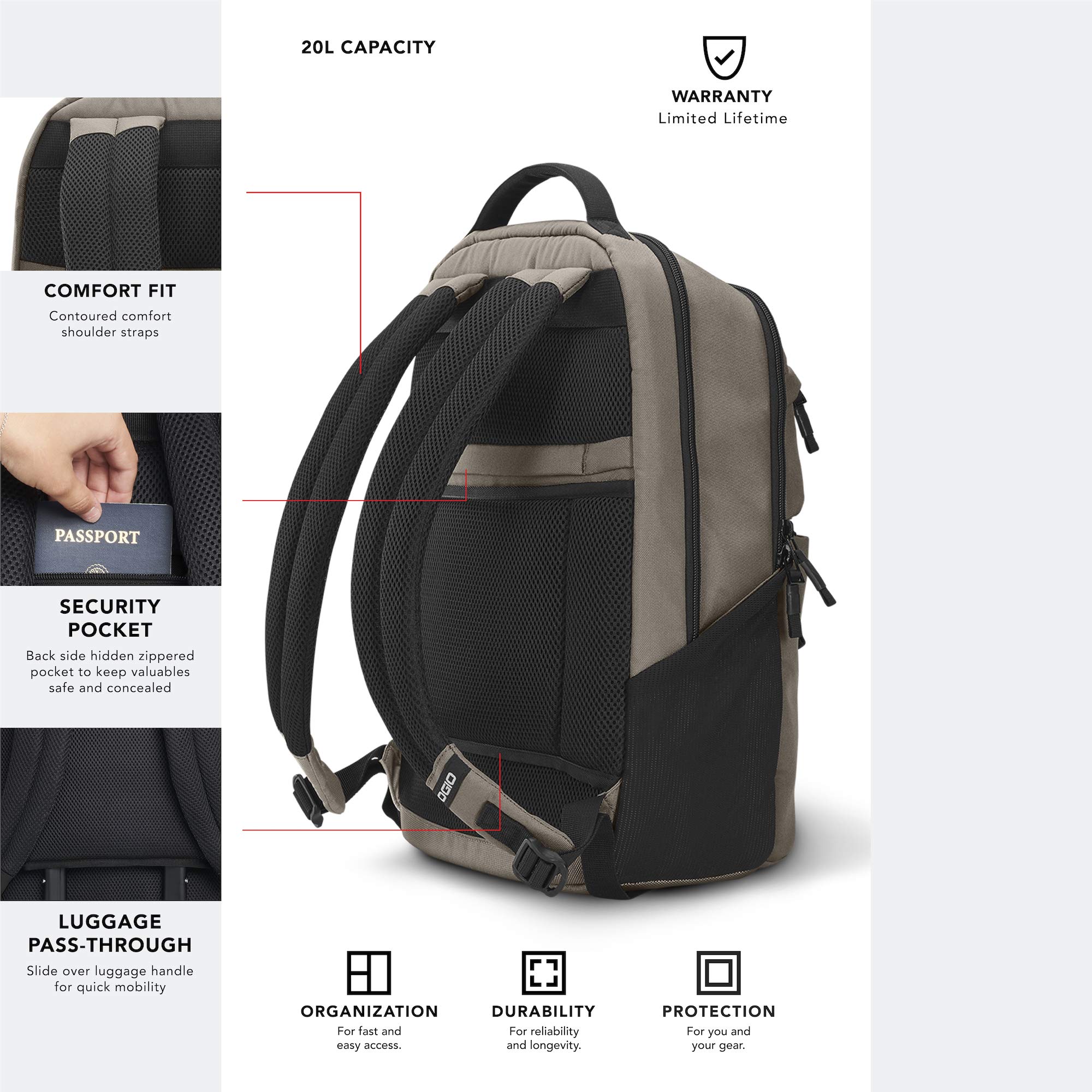 OGIO Pace 20 Durable Base Backpack with 15-inch Laptop Compartment