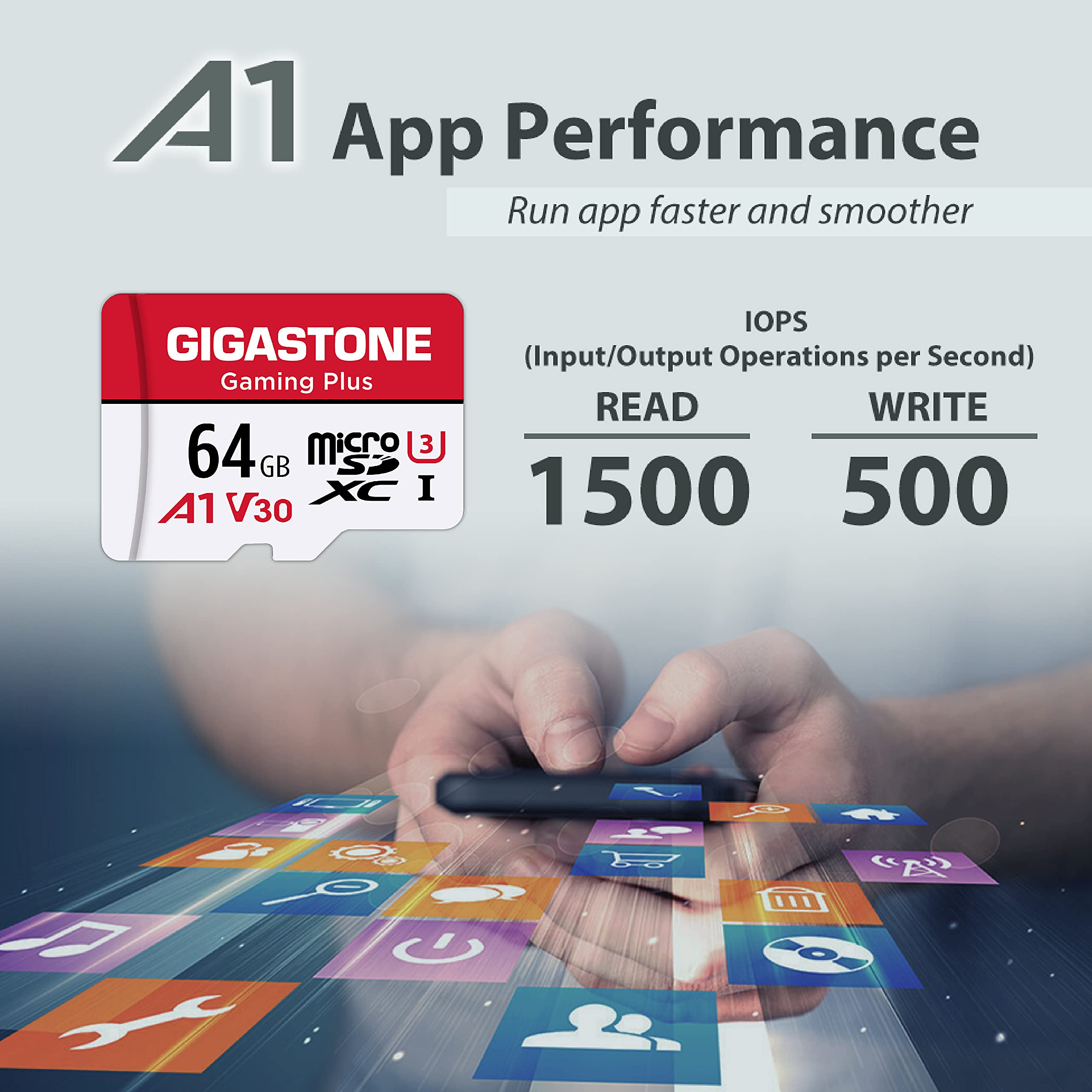 Gigastone Speicherkarte, 64 GB, 2 Karten, Gaming Plus Serie, Lesegeschwindigkeit bis zu 95 MB/s, A1 U3 V30 Micro SDXC-Karte für Nintendo Switch Kamera Full HD Video mit SD-Adapter.